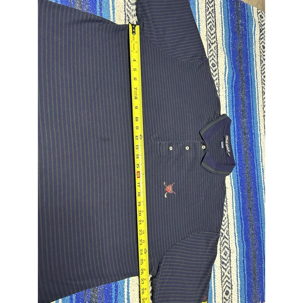 VTG Polo Golf Ralph Lauren Polo Shirt Mens 2XL Navy Green Stripe Embroidered